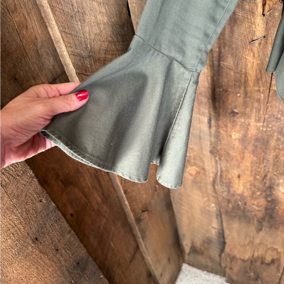 Aqua Olive Fitted Cotton/Spandex Peplum Jacket - X-Small - Picture 5 of 12